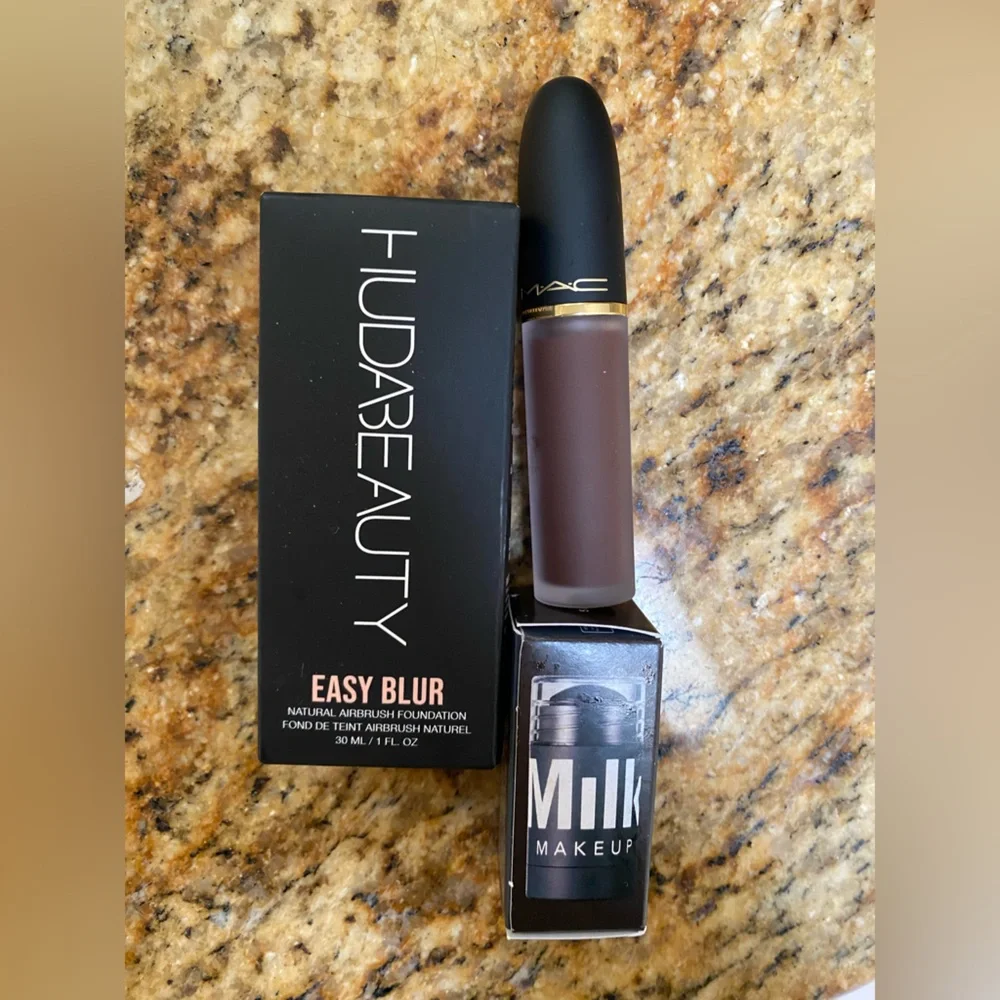 Dark shades bundle: MAC lip & cheek, Huda foundation & Milk sculpt stick NWB